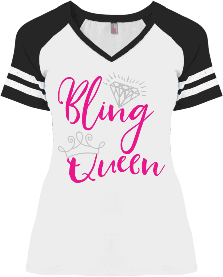 Women's Bling Queen Tee Short Sleeve With Stripes Sizes - T-shirt Clipart (1155x1155), Png Download