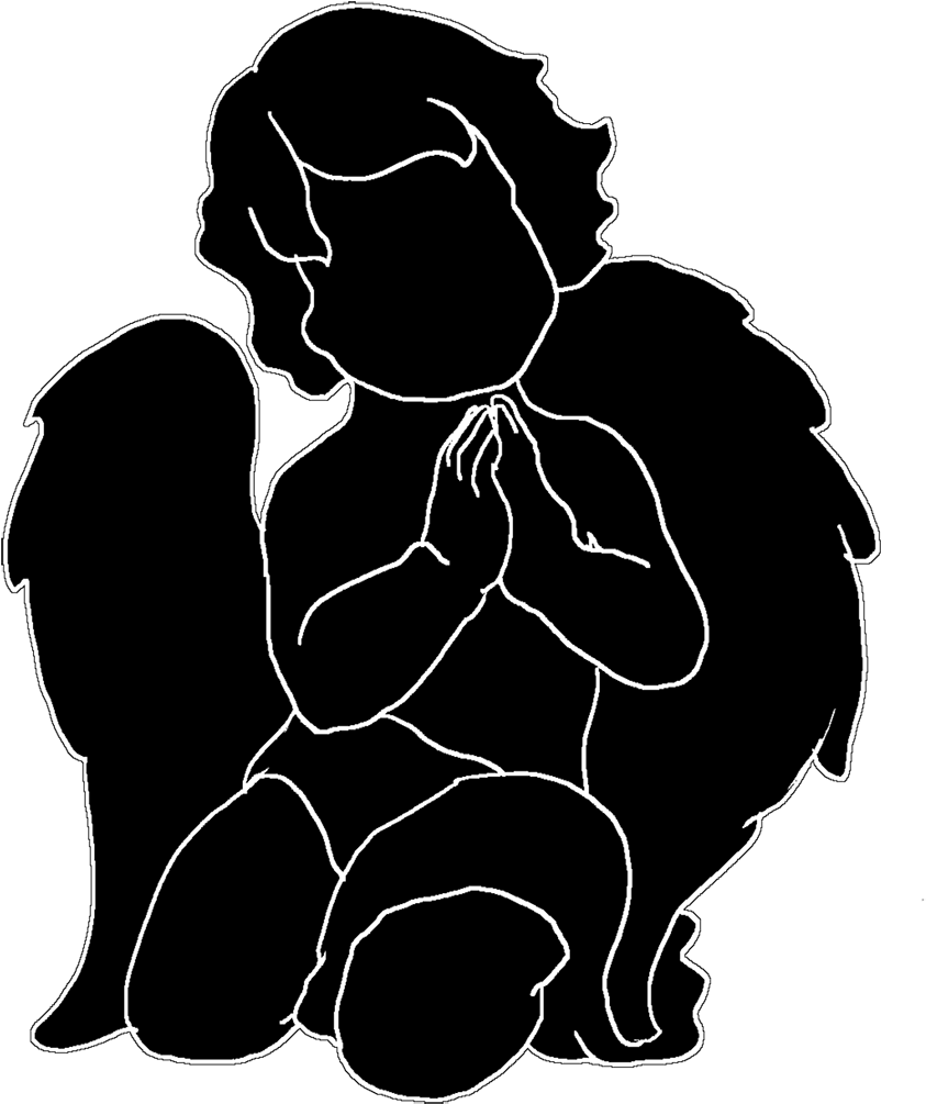An Angel Silhouette Of A Cute Little Angel Praying - Silhouette Child Angel Png Clipart (984x1063), Png Download