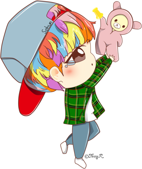 Chibi Clipart Exo - Exo Sehun Chibi Fanart - Png Download (500x667), Png Download