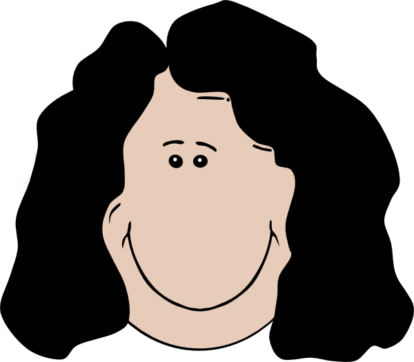 Black Hair Woman Cartoon Clipart (600x526), Png Download