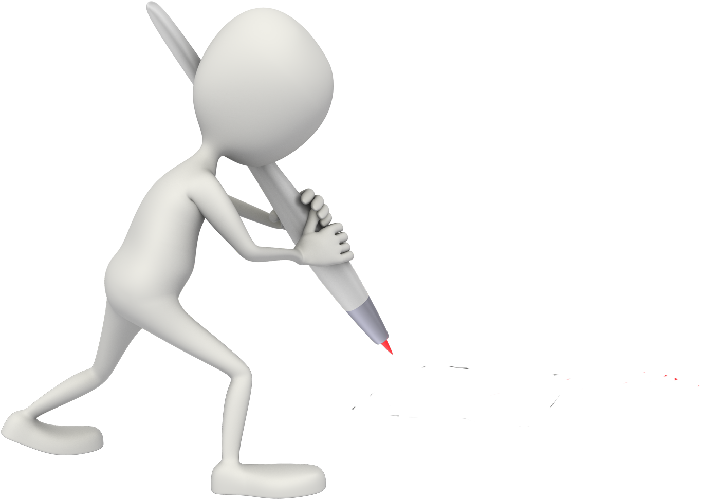 Stickman With Pen - Stickman Clipart (1364x971), Png Download