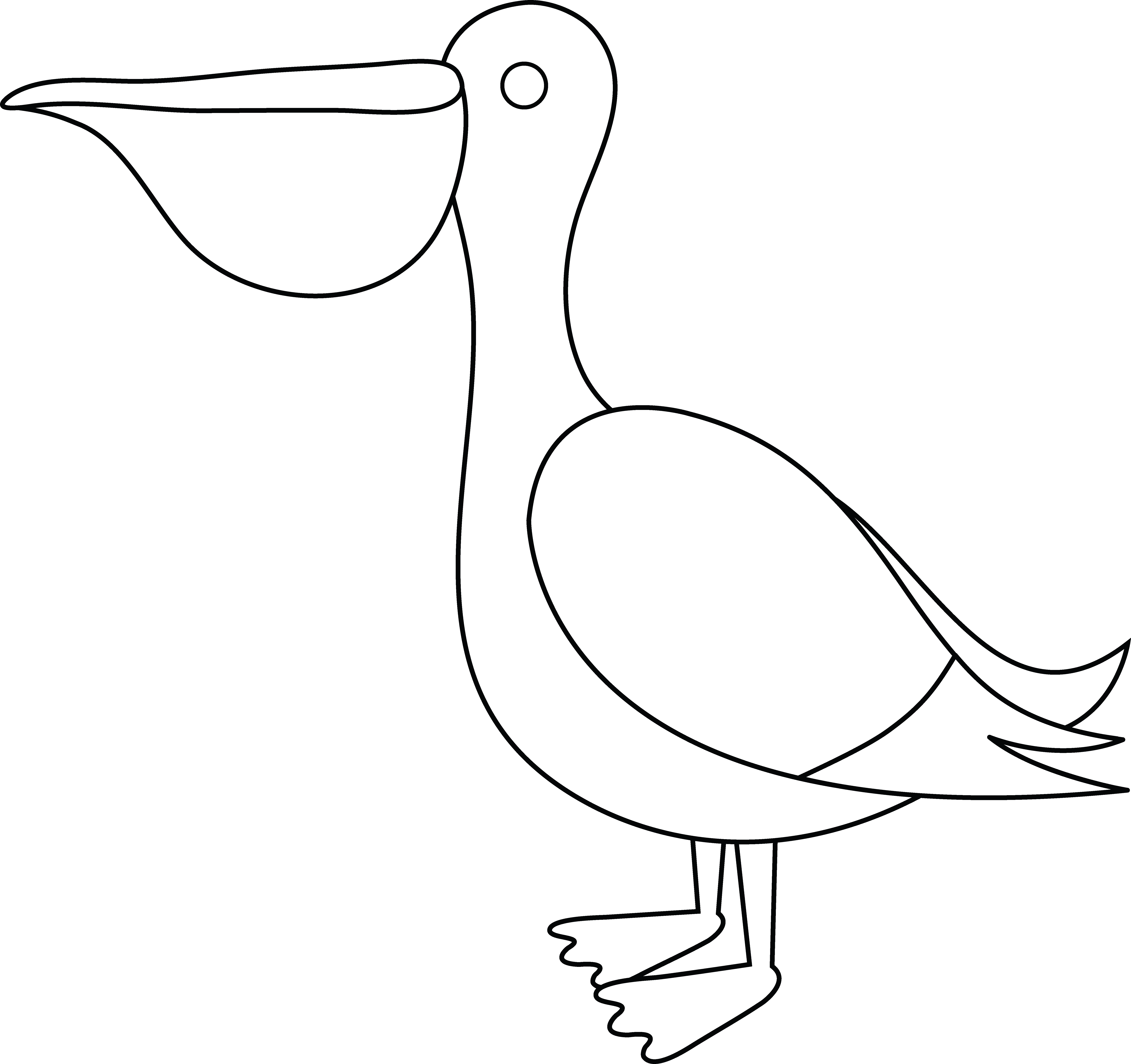 Pelican Clipart Black And White - Water Bird - Png Download (6917x6507), Png Download