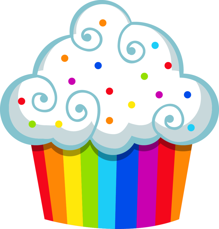 859 X 900 4 - Rainbow Cupcake Clipart - Png Download (859x900), Png Download