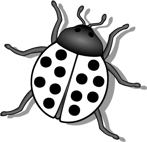 Gustavorezende Lady Bug Black White Line Art 555px - Bug Black And White Clipart (555x785), Png Download