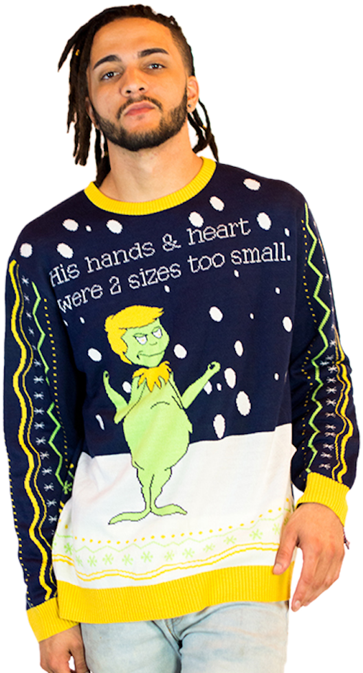 Grinch Trump Ugly Christmas Sweater Unisex - Ugly Grinch Clothing Clipart (600x600), Png Download