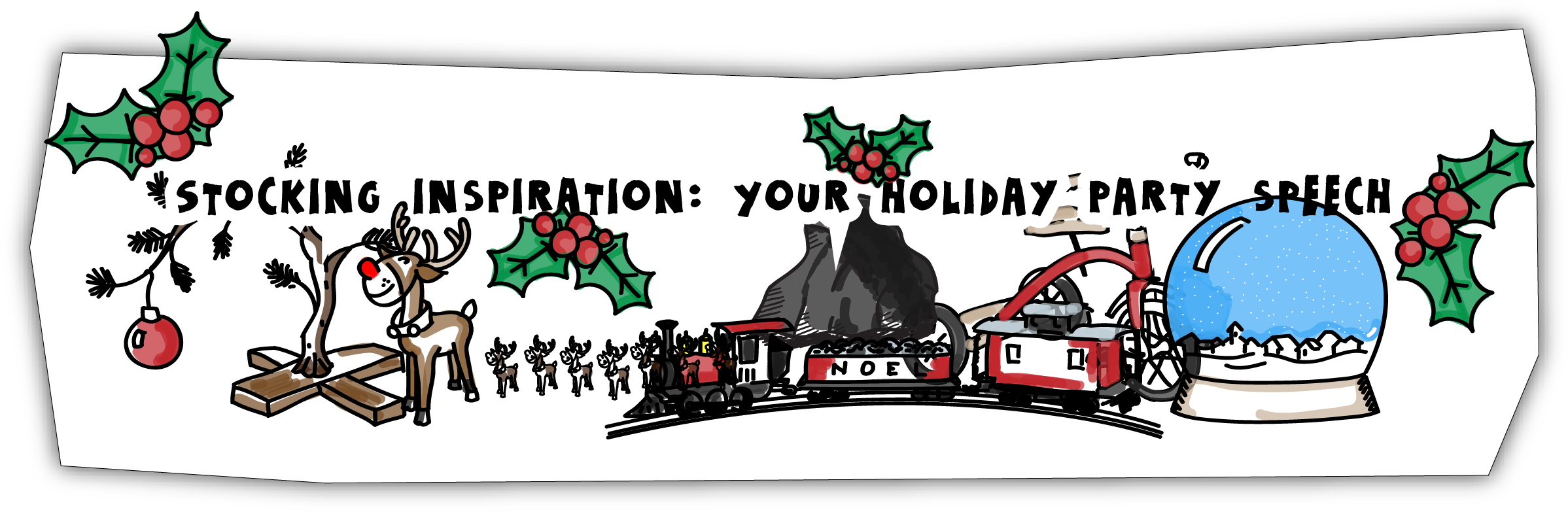 Your Holiday Party Speech - Polysyndeton Cartoon Clipart (2563x904), Png Download
