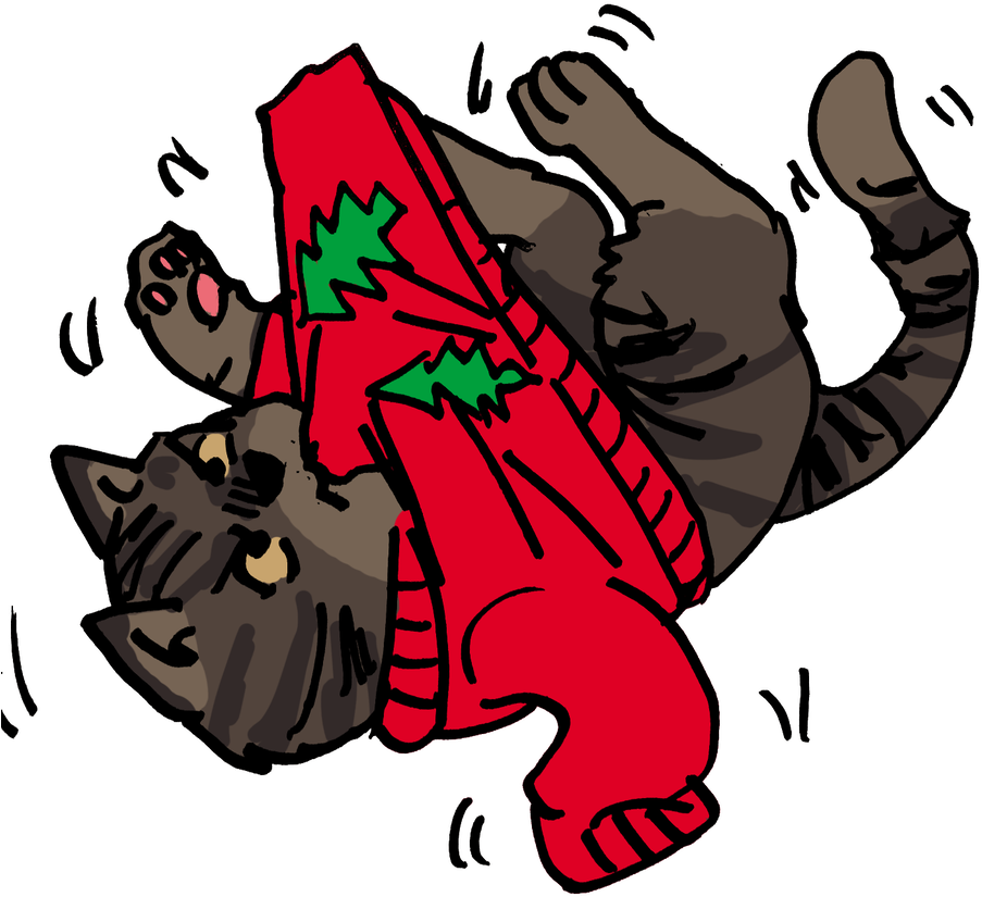 Cat And Christmas Sweater By Shabazik - Cartoon Clipart (903x825), Png Download
