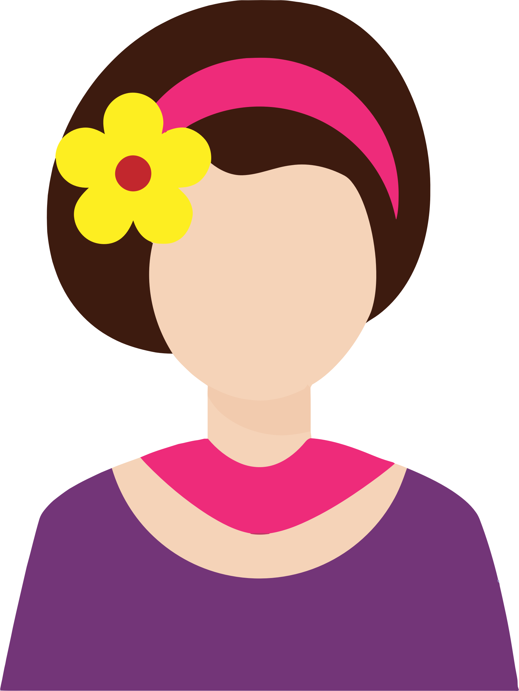 Female Avatar With Flower In Hair Clip Free Stock - Flower In Hair Clipart - Png Download (1742x2318), Png Download