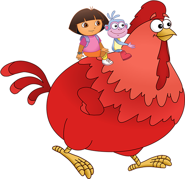Dora And Big Red Chicken Clipart (620x600), Png Download