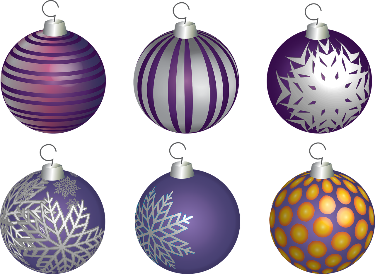 Purple Christmas Ornaments Png Clipart (1280x938), Png Download