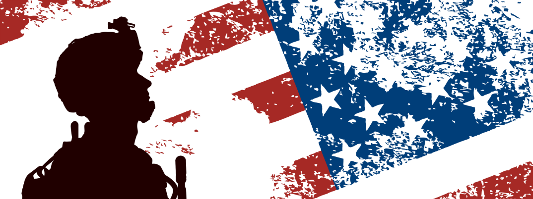 Veterans Day Png Photos - Soldier American Flag Png Clipart (1074x402), Png Download