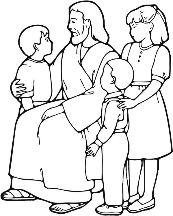 Teaching Of Jesus About Little Children Coloring Book - Jesus Teaching Children Clip Art - Png Download (599x750), Png Download
