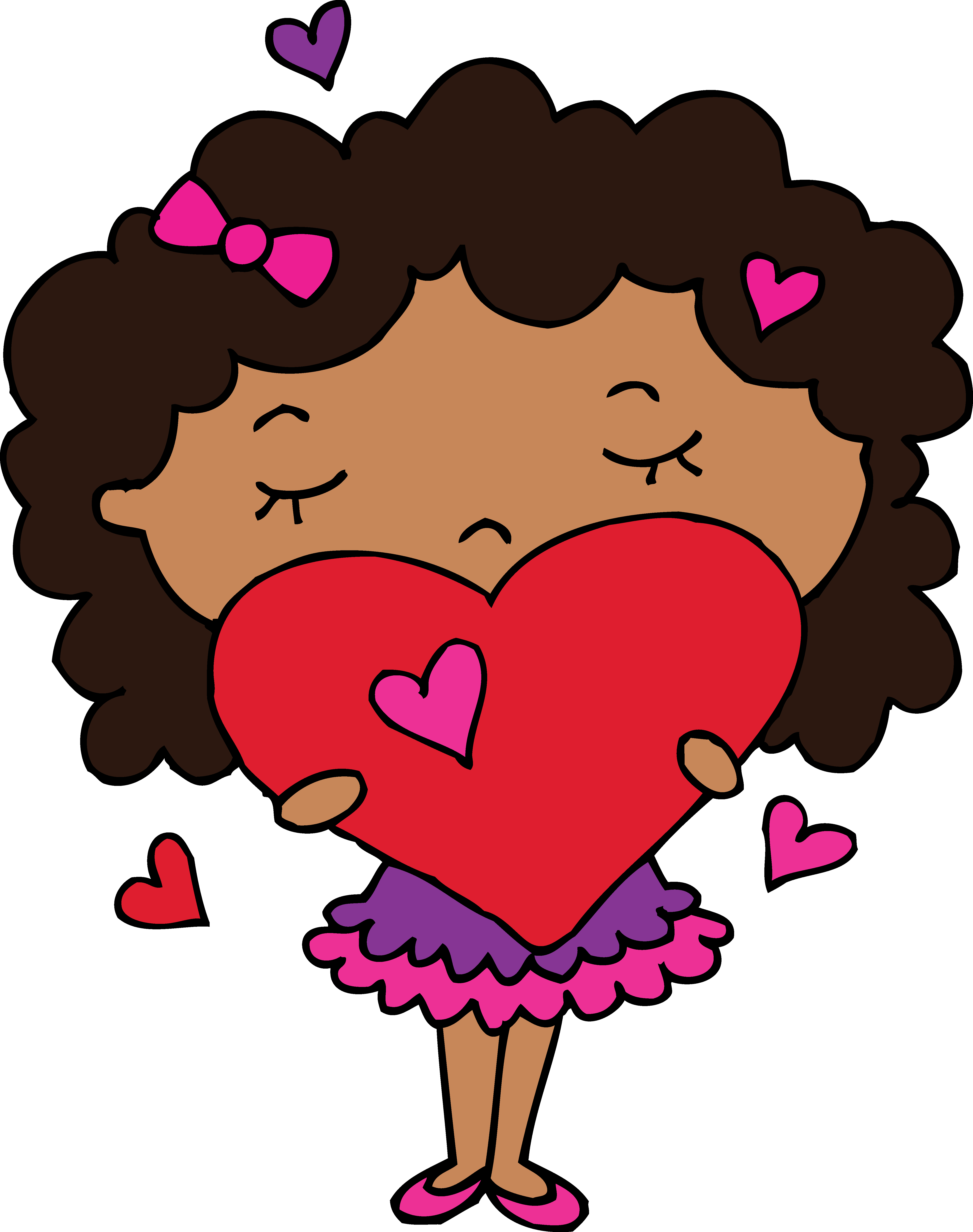 Cute Of Holding A Heart Free Clip - Girl With Heart Clipart - Png Download (4929x6244), Png Download