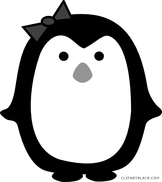 Girl Penguin Animal Free Black White Clipart Images - Girl Penguin Clip Art - Png Download (528x595), Png Download