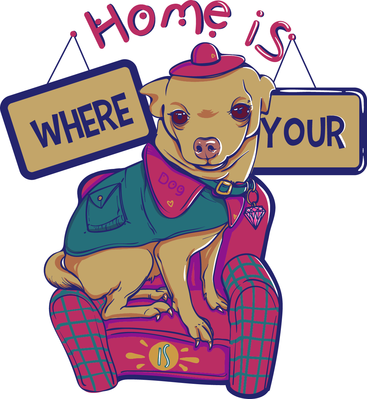 Home Is Where Your Dog Is Buy T Shirt Design - T-shirt Clipart (1189x1292), Png Download