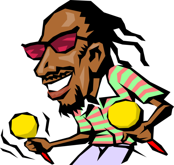 Vector Illustration Of Caribbean Musician With Maracas - Cartoon Jamaican Man Clipart (740x700), Png Download