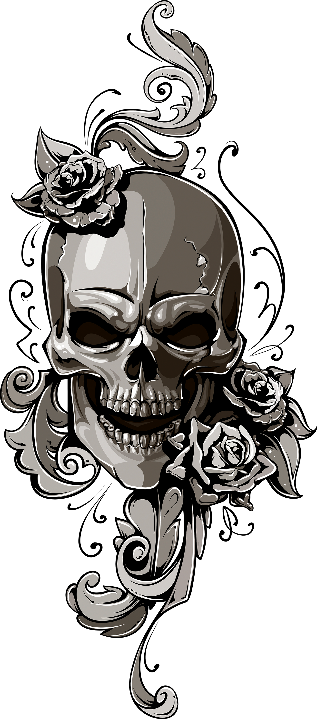 School Old Skull Human Symbolism Clipart - Skull Tattoo Old School - Png Download (1300x2949), Png Download