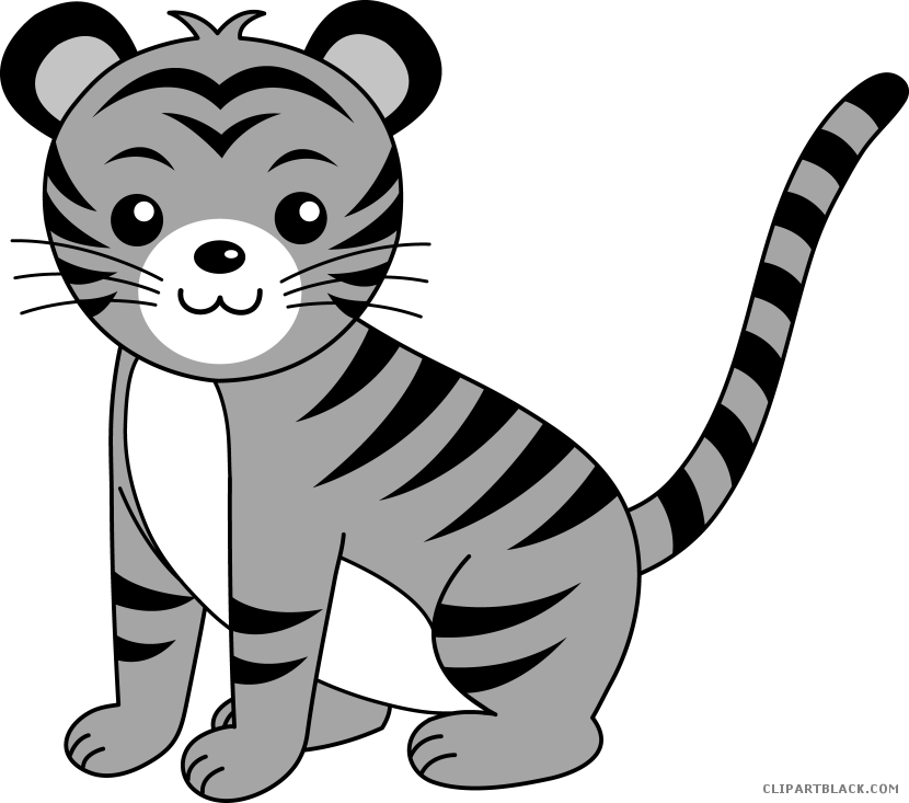 Cute Tiger Animal Free Black White Clipart Images Clipartblack - Tiger Face Easy Drawing - Png Download (830x733), Png Download