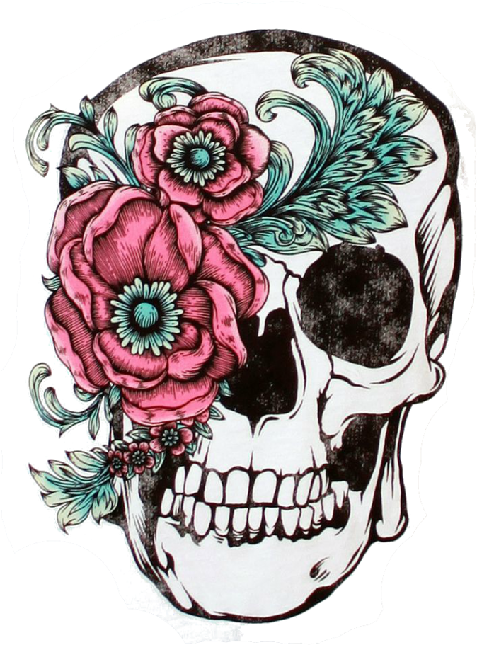 Calavera Flower Sleeve Skull Tattoo Free Clipart Hd - Tattoo Flower Skull - Png Download (700x979), Png Download