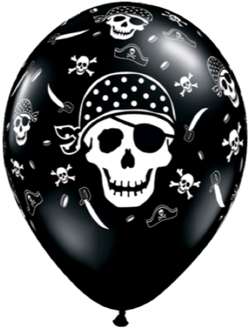 Pirate Skull & Cross Bones Black , Pose Med - Pirate Latex Balloon Clipart (496x651), Png Download