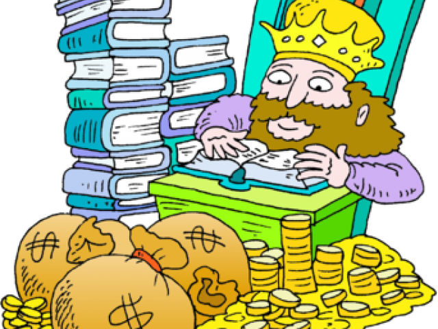 Throne Clipart Rich King - King And Money Cartoon - Png Download (640x480), Png Download