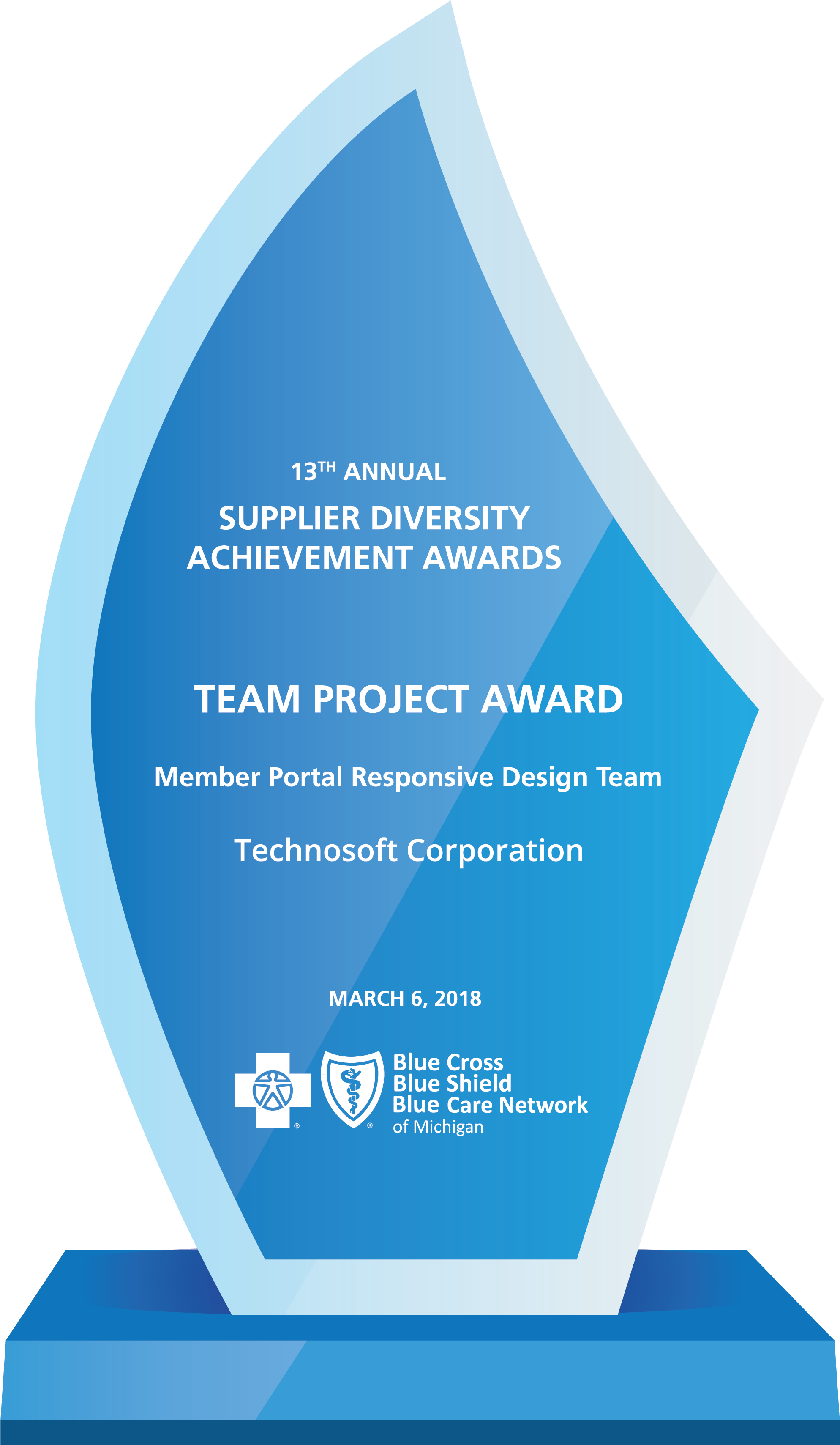 Technosoft Wins Third Achievement Award From Blue Cross - Trophy Clipart (3334x4354), Png Download