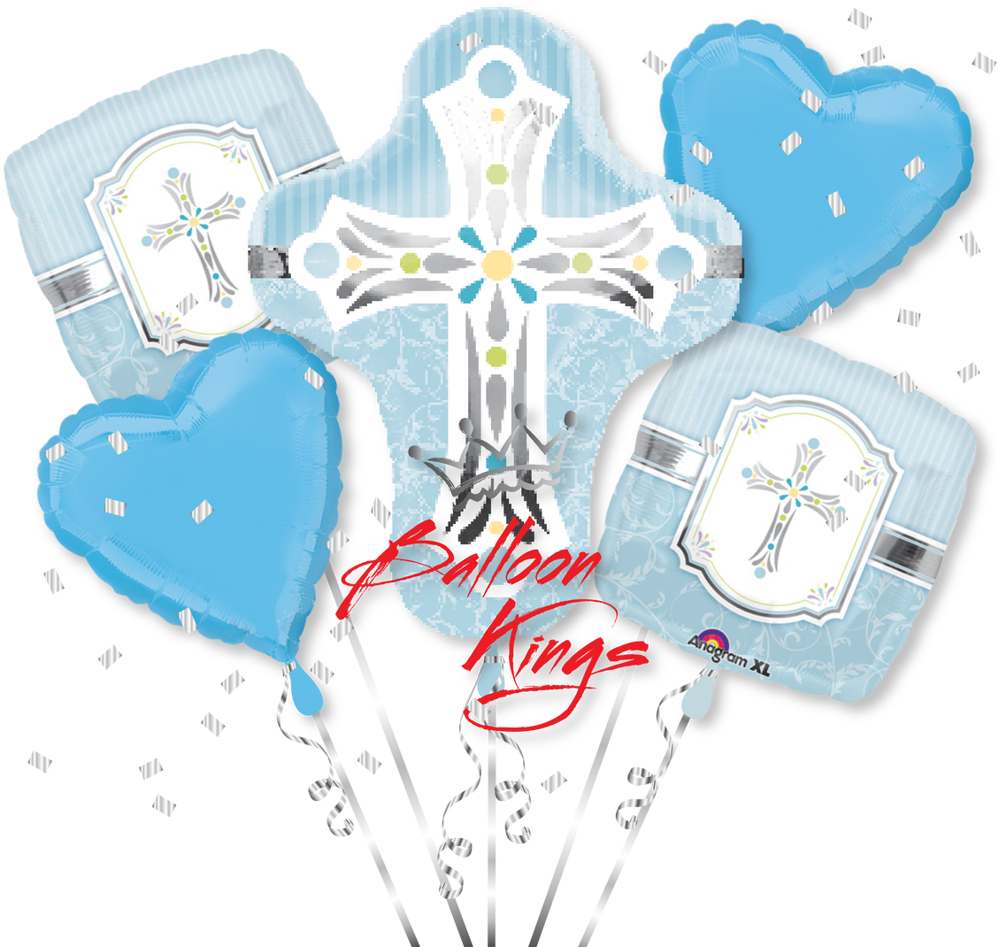 Sweet Baby Christening Blue Cross Bouquet - Cruz De Primera Comunion Clipart (1280x1280), Png Download