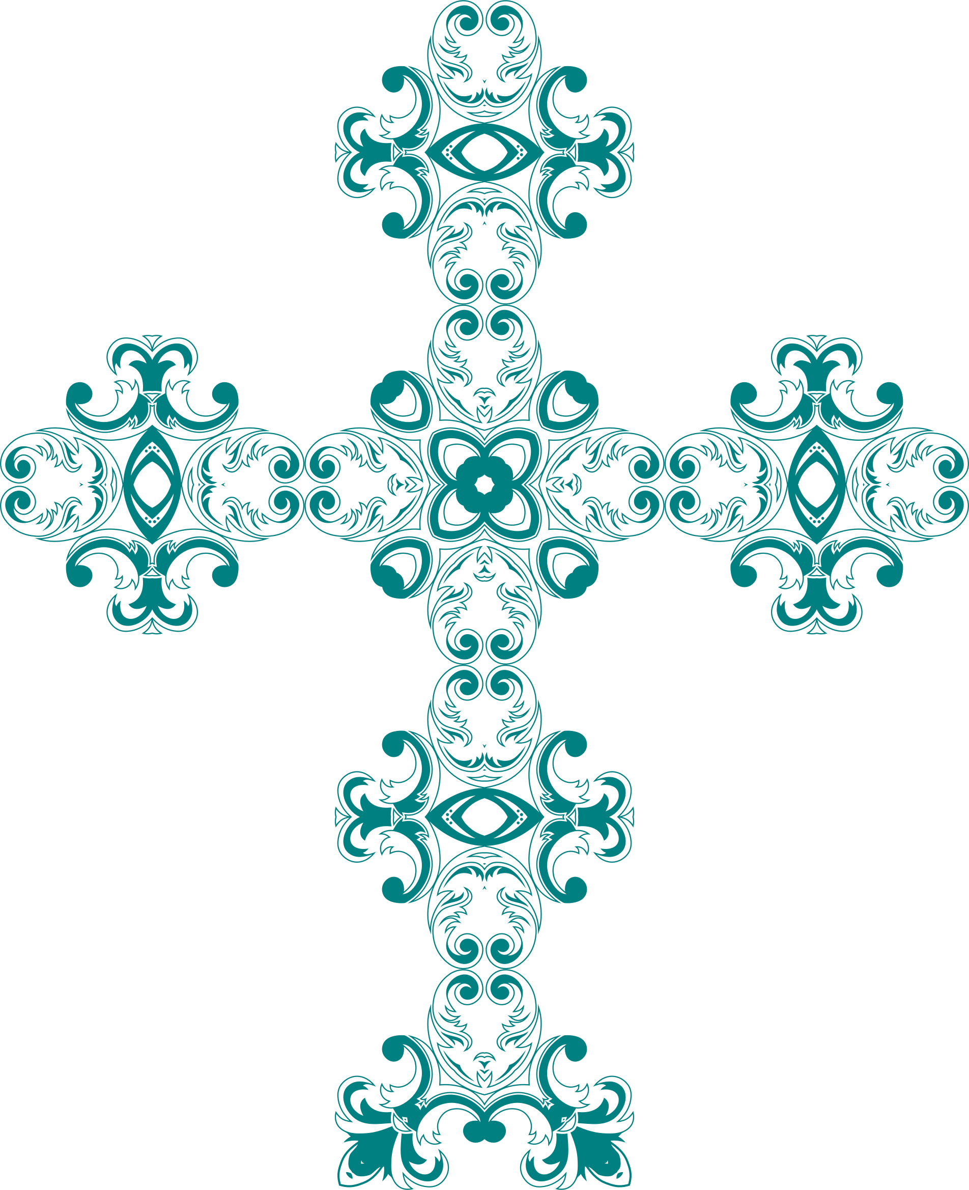 Vintage Floral Design Mark Ii Cross Png Stock - Floral Design For Cross Clipart (1904x2338), Png Download