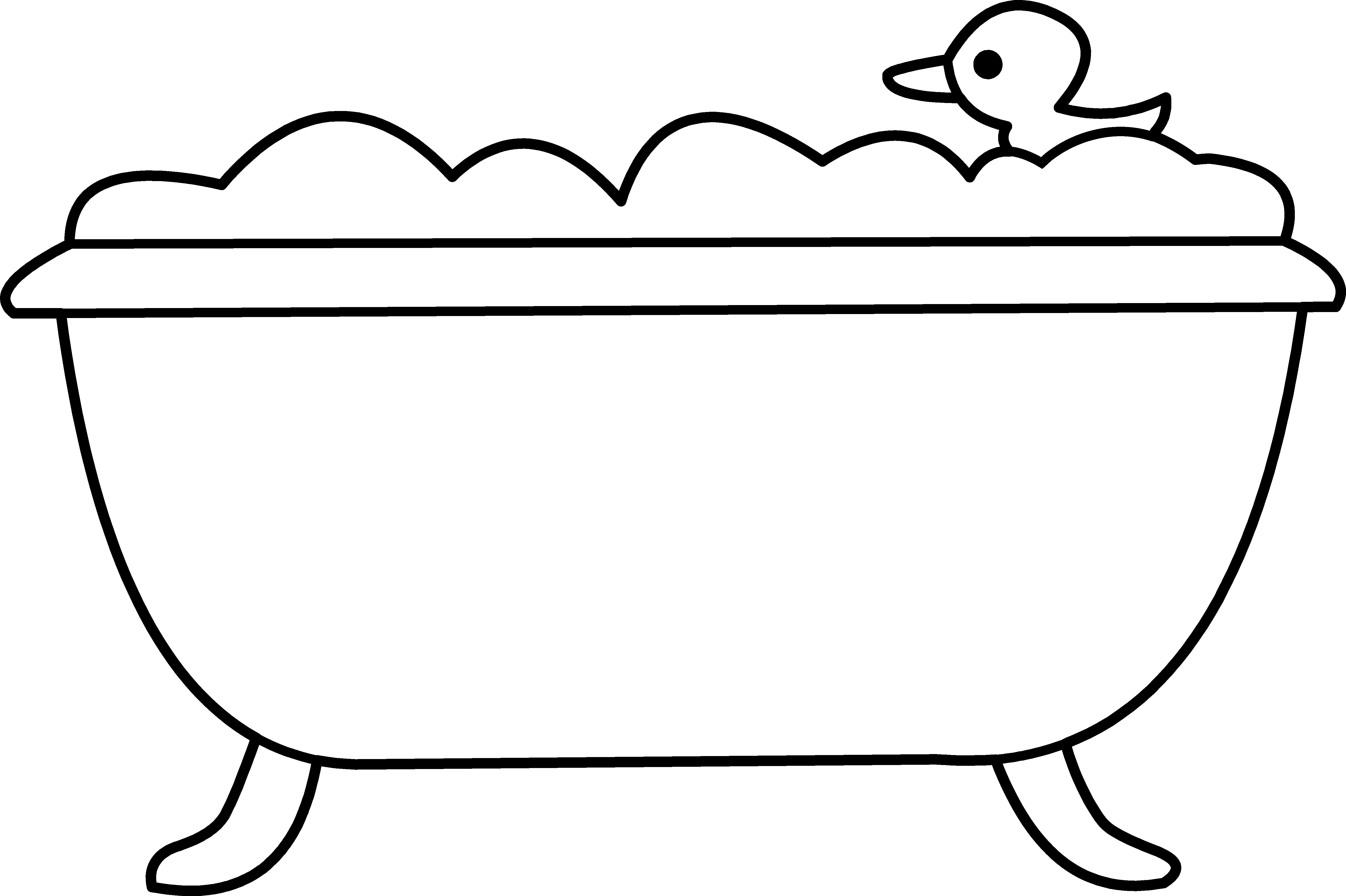 Graphic Free Download Tub And Rubber Ducky Line Art - Clip Art - Png Download (5394x3592), Png Download