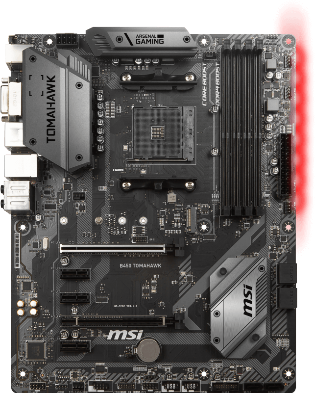 Msi B450 Tomahawk Atx Am4 Clipart (678x807), Png Download