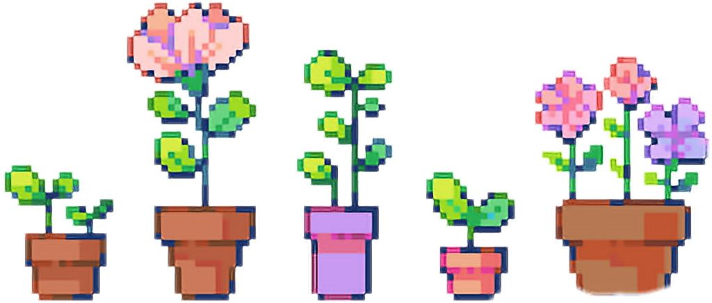 Pixel Aesthetic Plants Green Tumblr Grunge Plant Roses - Pixel Plant Png Clipart (1024x437), Png Download