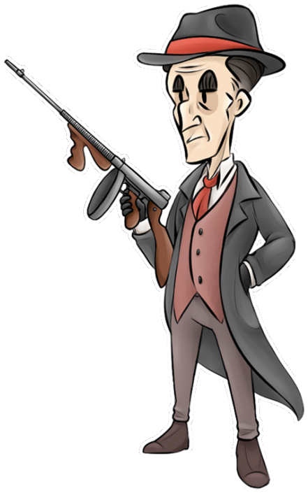 Cartoon Gun Clipart - Gangster Shooting Tommy Gun Painting - Png Download (500x747), Png Download