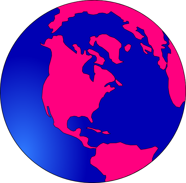 Small - Pink And Blue Globe Clipart (600x592), Png Download