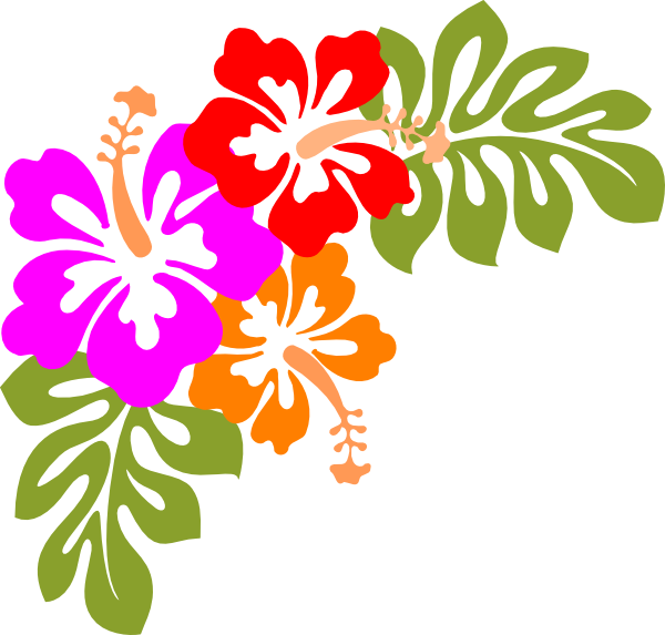 Compass Lodge Luau - Hawaiian Flowers Border Clip Art - Png Download (600x573), Png Download
