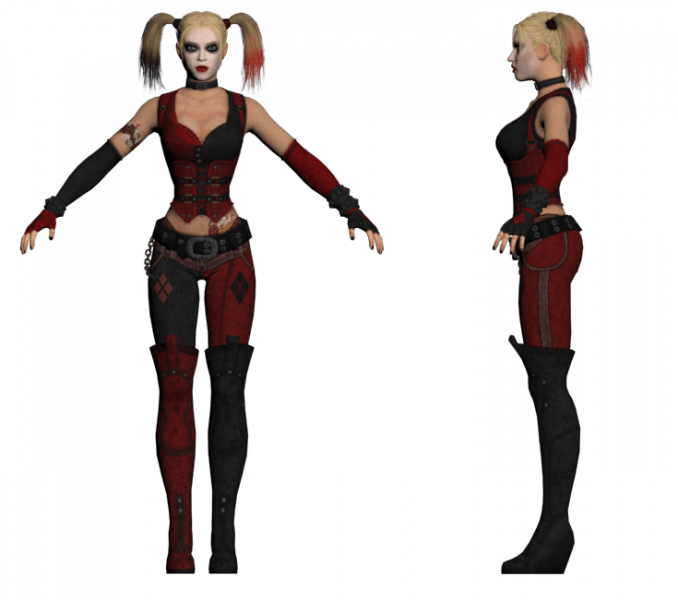 Harley Quinn Arkham City 3d Model Clipart (678x600), Png Download