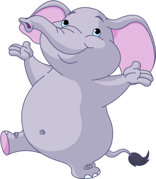 Cartoon Baby Elephant Jungle Animal On A Transparent - Dancing Elephant Clipart (520x594), Png Download