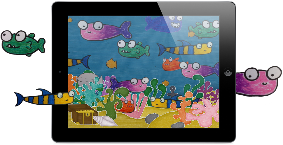Squiggle Fish Ipad - Ipad Clipart For Kids - Png Download (970x500), Png Download