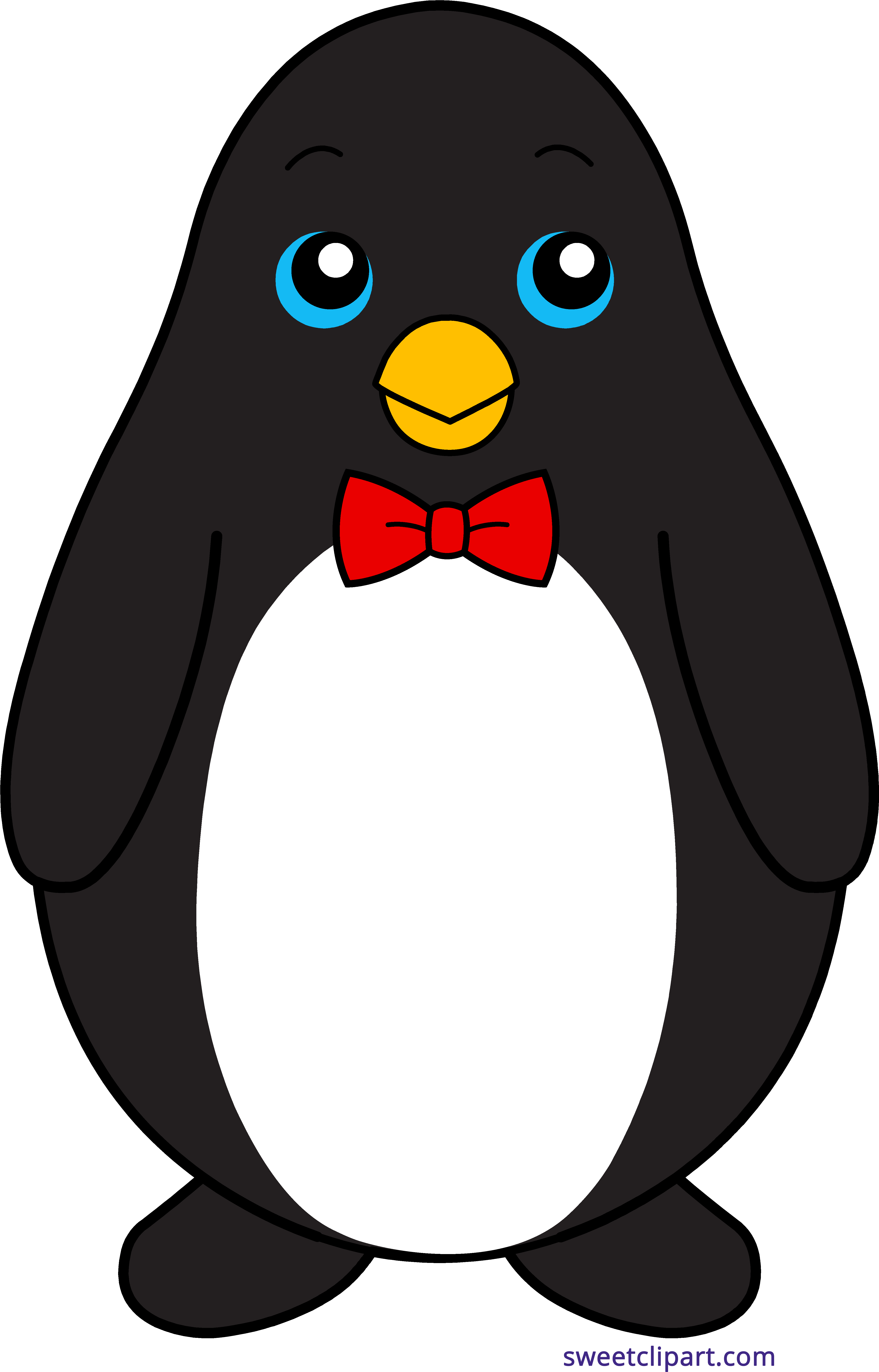 Penguin Bowtie Black Clipart - Penguin With A Tie - Png Download (4607x7206), Png Download