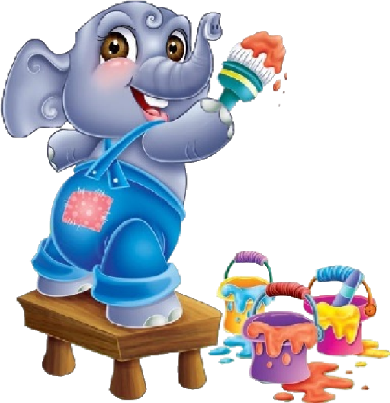 Cute Cartoon Animal Painting - Elephant Painting Clip Art - Png Download (564x583), Png Download