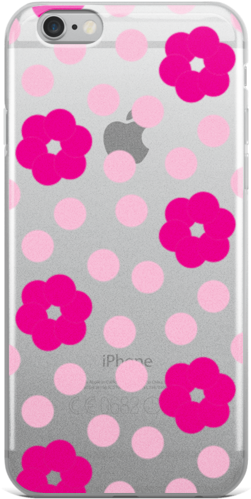 Pink Flower And Polka Dot Pattern Iphone Case - Mobile Phone Case Clipart (600x600), Png Download