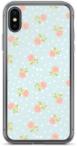 Pink Rose On Blue Polka Dot Iphone Case - Custom Case Iphone X Clipart (600x600), Png Download