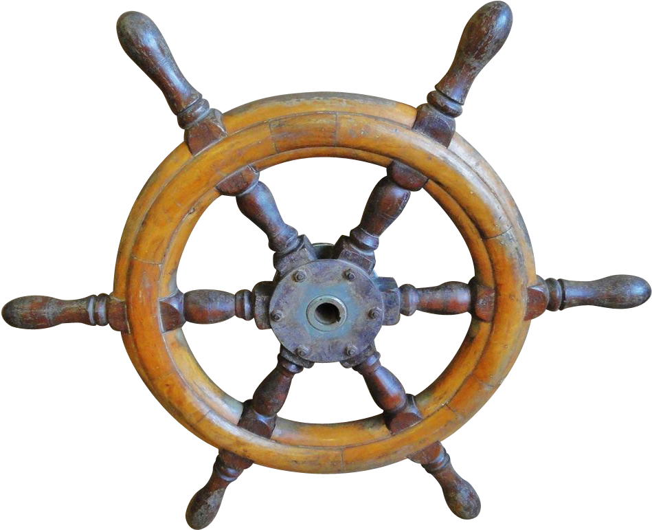 Vintage Wooden Ship's Wheel From Yellow Garage Antiques - Rudder Clipart (1024x1024), Png Download