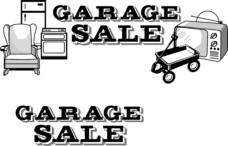Garage Sale A Garage Sale Png Image Clipart - Garage Sale Clip Art Black And White Transparent Png (958x615), Png Download