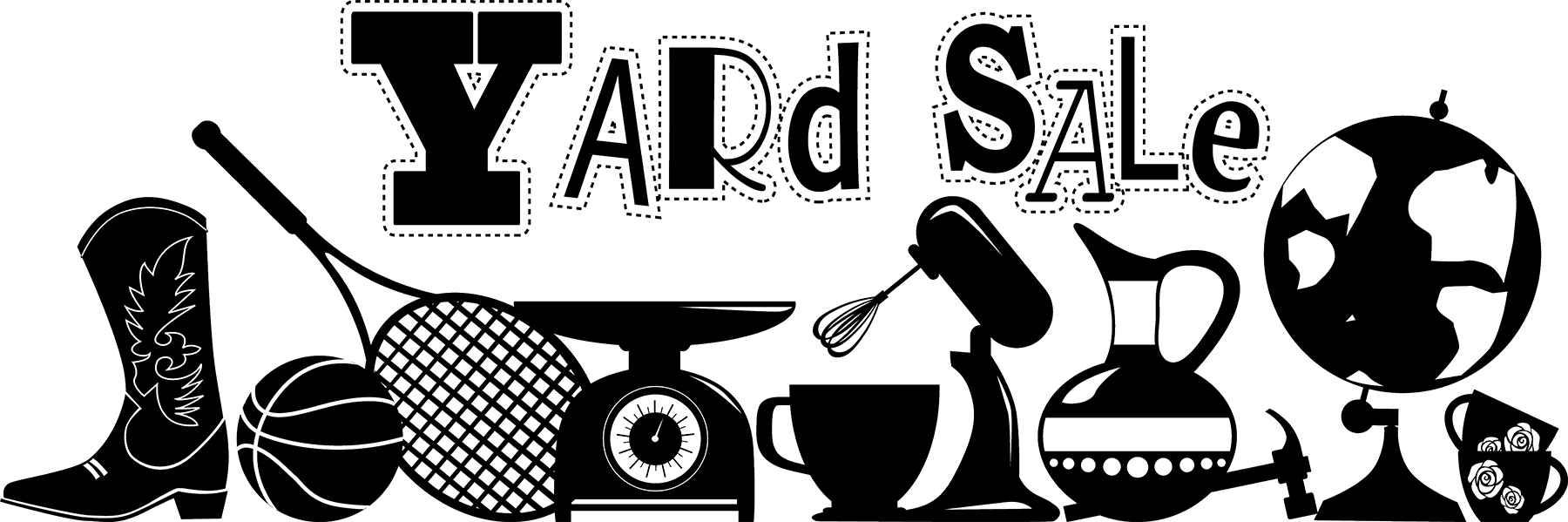 The Gsbc Community Yard Sale Has Become A Real Community - Yard Sale Clipart Black And White - Png Download (1800x599), Png Download