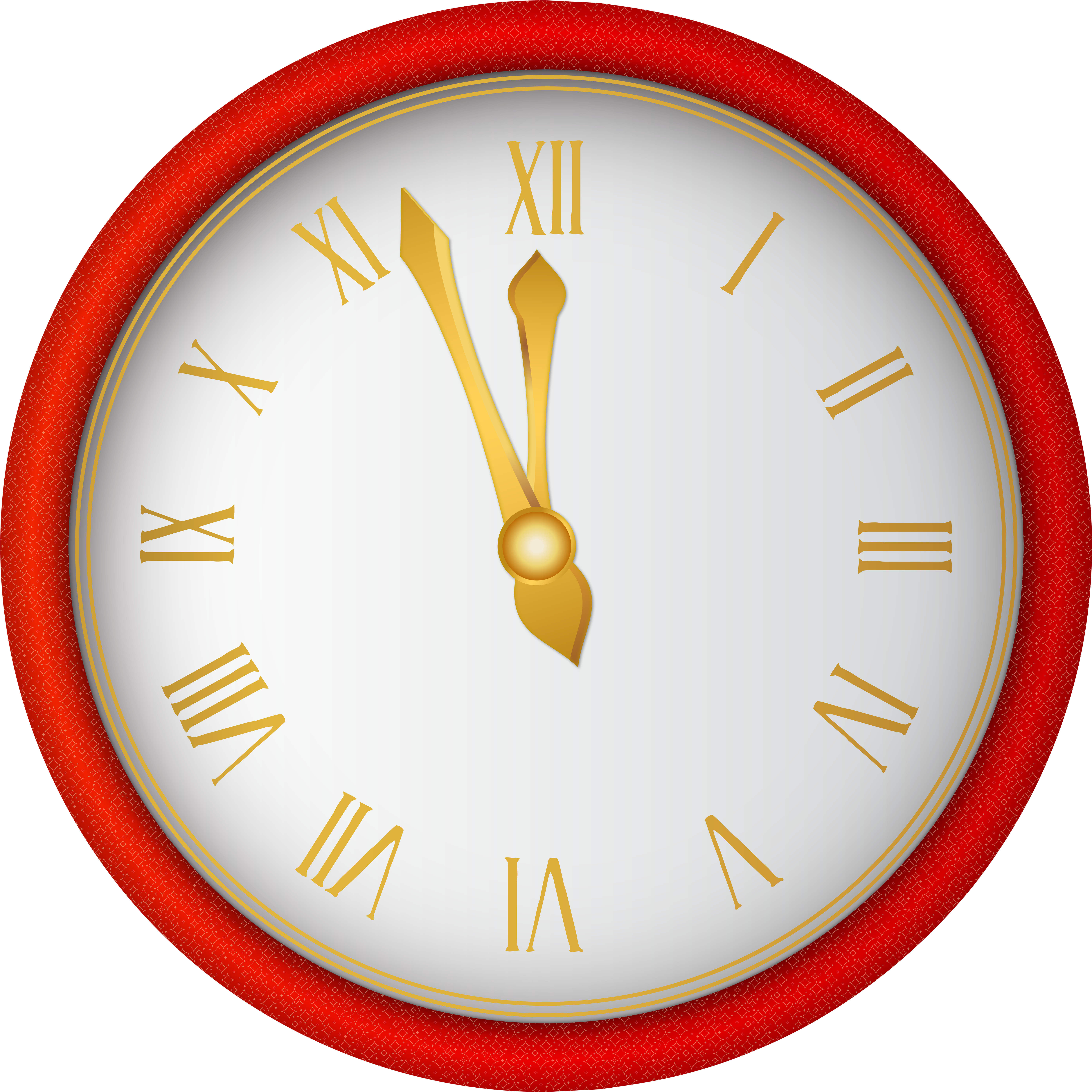 Red New Year Clock Png Clip Art Image - Wall Clock Transparent Png (6000x6000), Png Download
