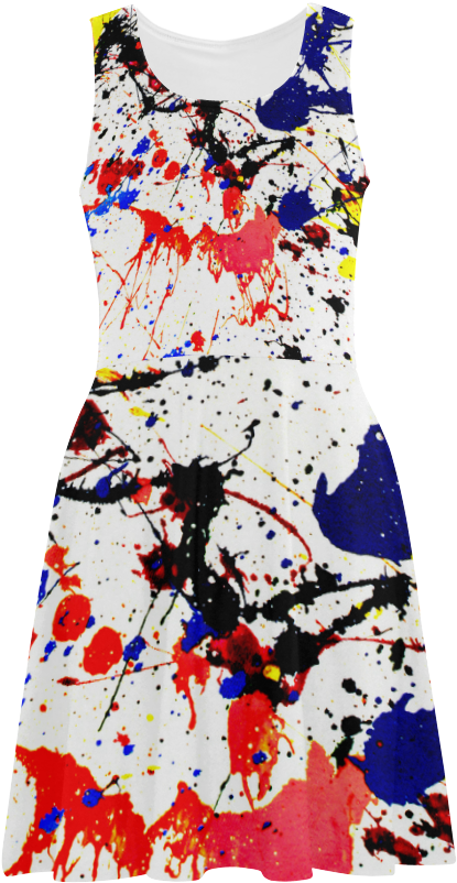 Blue & Red Paint Splatter Atalanta Sundress - Day Dress Clipart (415x802), Png Download