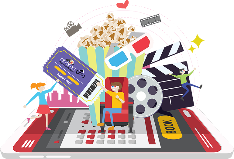 Online Movie Ticket Booking App Development - Illustration Clipart (770x525), Png Download