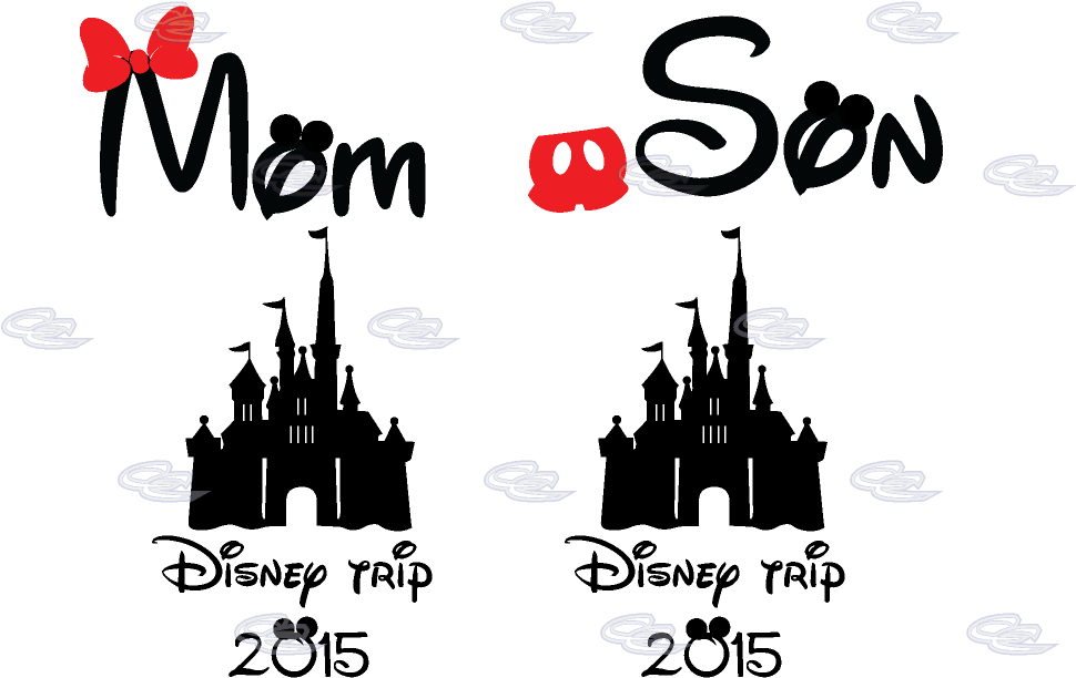 Disney Castle Mickeymouse Disneyworld Disnyland Disneyc - Disney Mom And Son Shirts Clipart (1013x697), Png Download