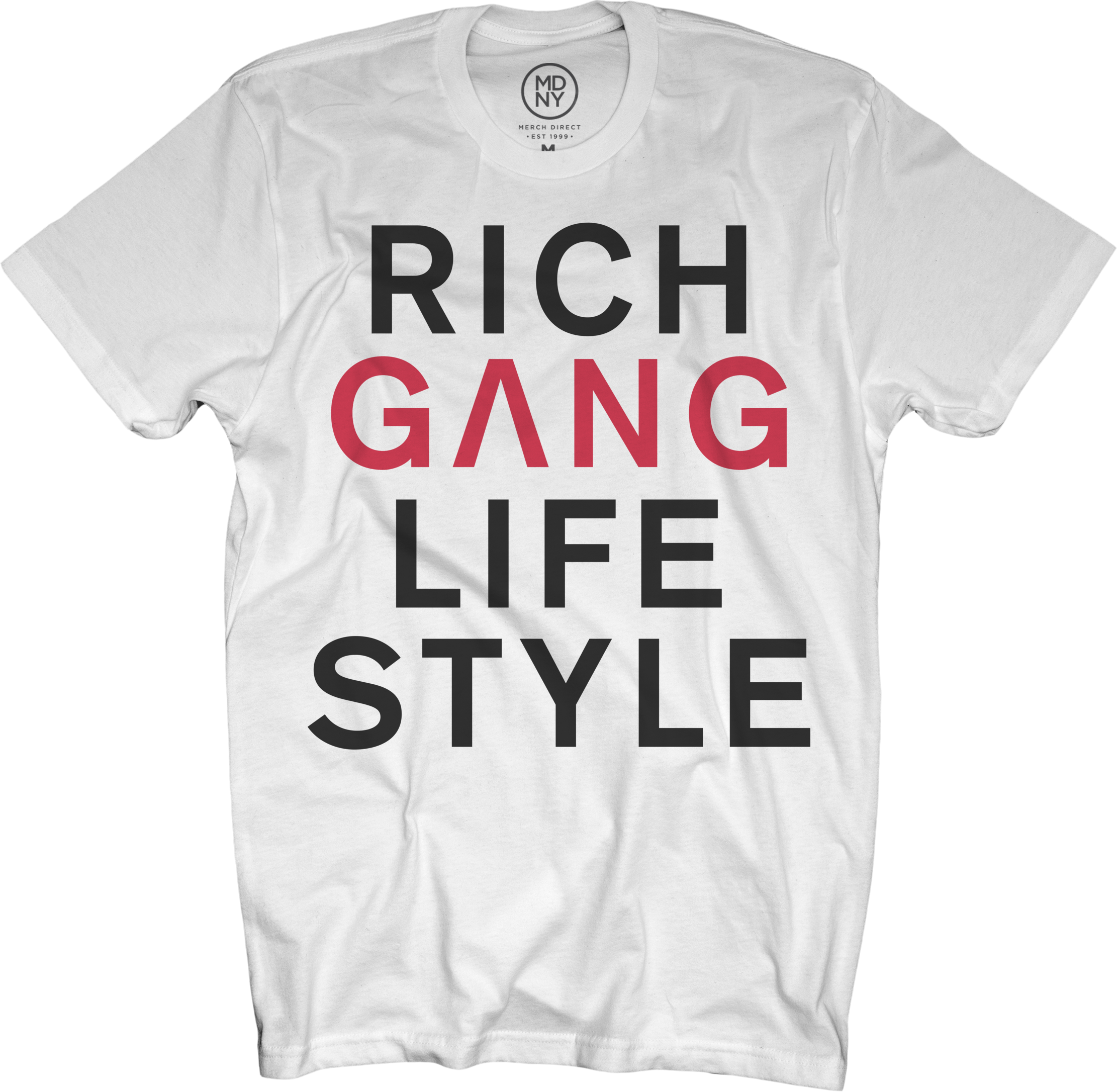 Rich Gang Life Style White T-shirt $30 - Active Shirt Clipart (2224x2172), Png Download