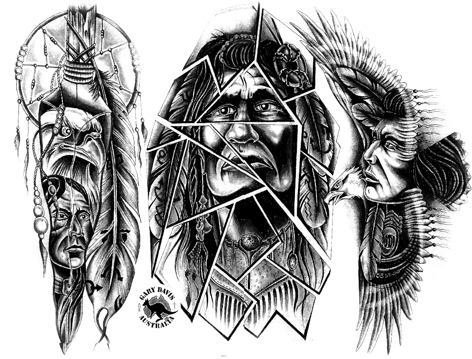 Collection Of Free Drawing Download On Ubisafe - Native American Tattoo Sleeve Designs Clipart (1024x768), Png Download